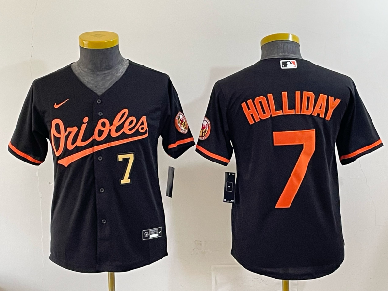 Youth 2025 Baltimore Orioles #7 Holliday black Nike MLB Jersey 003->youth mlb jersey->Youth Jersey